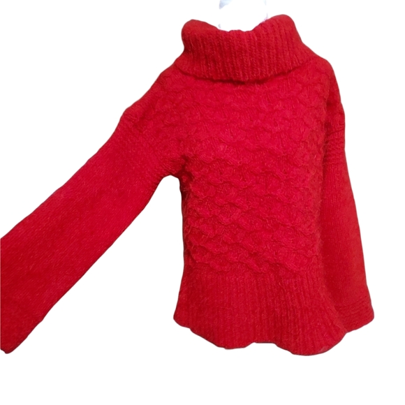 sleeping on snow Anthropologie sweater xs Chunky Knit Red Turtleneck Thi… - Picture 5 of 6